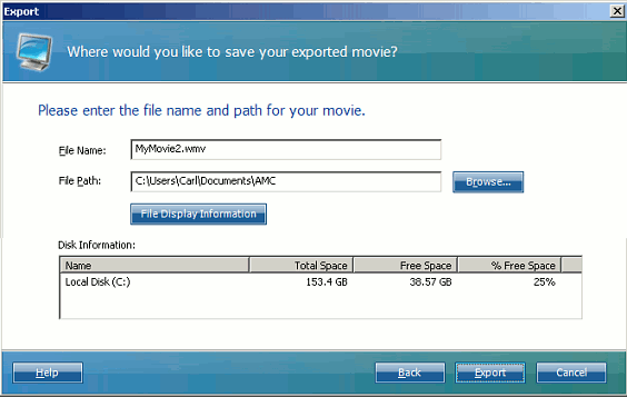Select File Name and Location Select File Name and Location